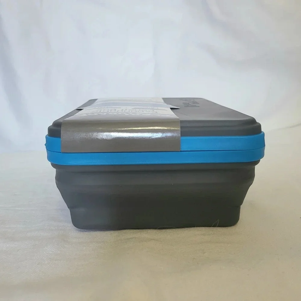It's Academic Grey Rubber Flexi Storage Box Collapsible Pencil‎ & Supply Case